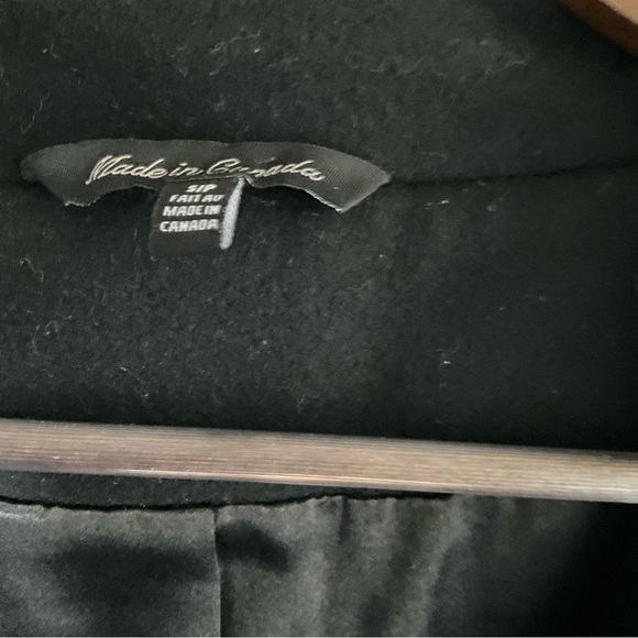 Le Chateau Woolmark Belted Pea Coat High Stand Collar Asymmetrical Black Small - Picture 12 of 12